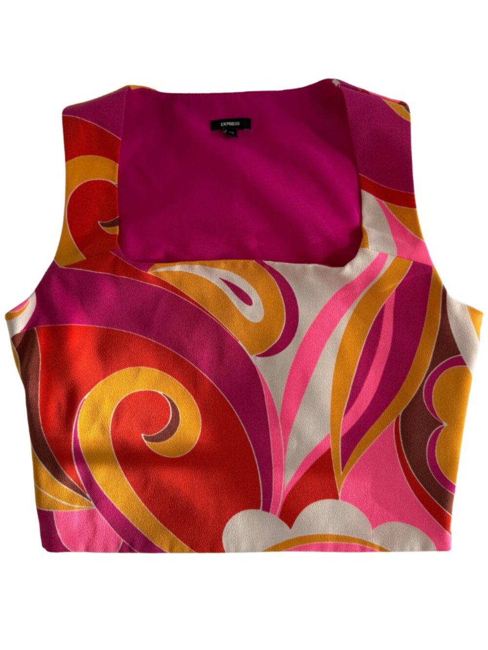 Express Mod Printed Square Neck Cropped Tank - Picture 3 of 6